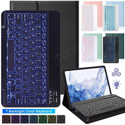 Backlit Keyboard Case For Samsung Galaxy Tab S9 S8 S7 S6 Lite A9+ A8 A7 Tablet • £12.99