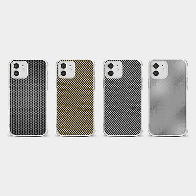 Case For Iphone 15 14 13 12 11 Se 8 Pro Shockproof Phone Cover Carbon Pattern • £5.99