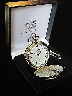 £42.95 • Buy WW2 Lest We Forget English Pewter Faced Polished Pocket Fob Watch & Chain & Box