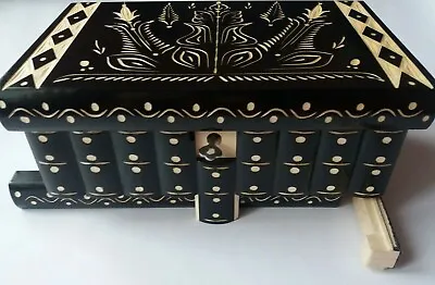 Huge Puzzle Jewelry Magic Box Black New Big Wooden Case Treasure Brain Teaser • $56