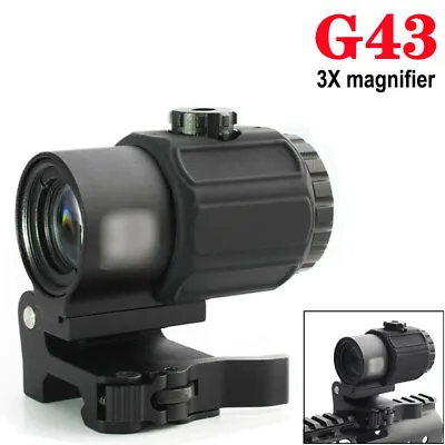 Tactical G43 3X Micro Magnifier Scope Sight W/Switch Shift To Side Mount Airsoft • $68.40