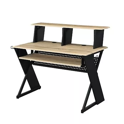 ACME Furniture Rectangular Music Desk Table With Earphone Rack Natural And B... • $566.17