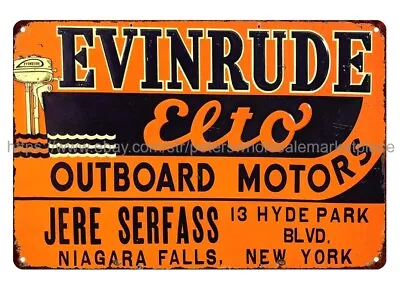 Lodge Cafe In Walls EVINRUDE ELTO OUTBOARD MOTOR NIAGARA FALLS Metal Tin Sign • $18.98