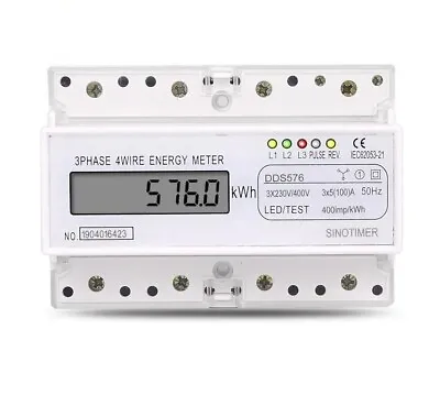 Digital DIN Rail Mount Power Meter KWh Power Monitor 3 Phase 4 Wire AC 380V 400V • $29.23