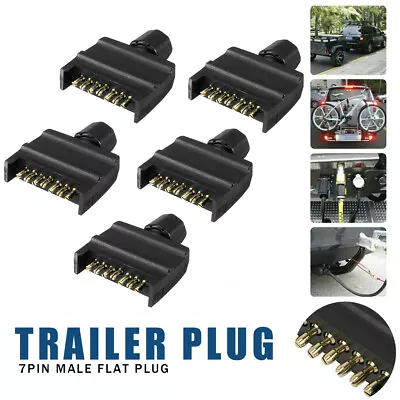 5x Trailer Plug 7 Pin Flat Male Adaptor Caravan Boat Car Connector Part Adapter • $19.49