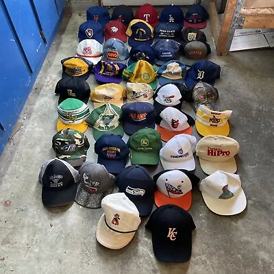 Vintage Trucker Hat Cap Lot Of 42 SnapBack Strapback Repair Needed MLB NFL NCAA • $74.73