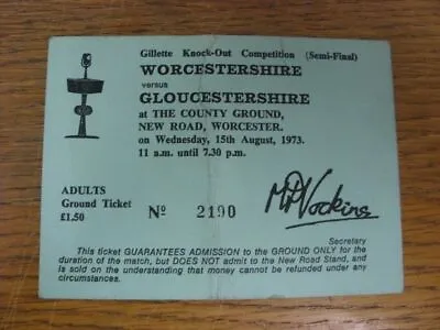 £5.99 • Buy 15/08/1973 Ticket: Cricket - Gillette Cup Semi-Final - Worcestershire V Gloucest