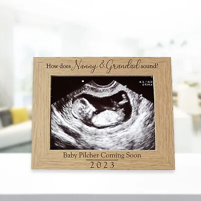 Nanny & Grandad PERSONALISED Scan Photo Frame Gift For Pregnancy Grandma To Be • £11.95