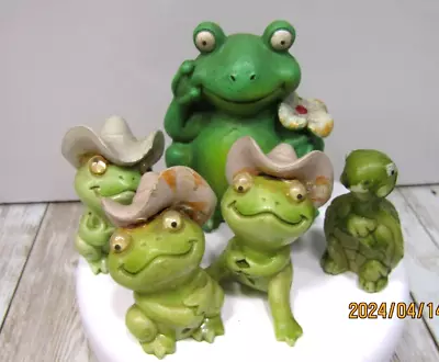 Vintage Set Of 4 Frogs And Turtle Figurines In Fair Condition • $10