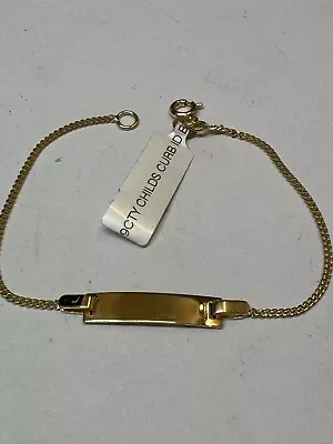 9ct Gold Identity Bracelet  Childs Baby D/c Id Curb Link 6  • £84.50