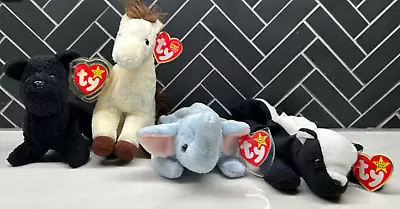 Ty Beanie Babies Peanut The Elephant Light Blue Mustang Skunk Stinky Dog Scottie • $36.99