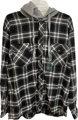 Mountain Expeditions Mens Large Hooded Shirt Flannel Long Sleeve Plaid • $14