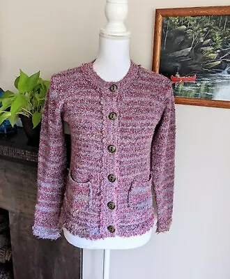 Matilda Jane Paint By Numbers Molly Cardigan Sweater Jacket Boucle Fringe XS • $21.99