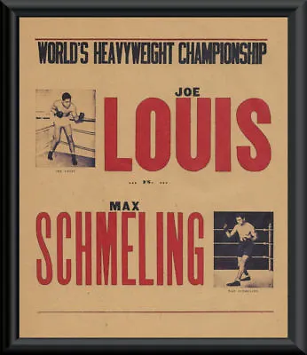 Joe Louis Vs Max Schmeling Poster Reprint On 80 Year Old Paper *P153 • $20