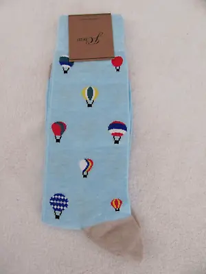 J.Crew Critter Dress Socks-Hot Air Balloons- Blue-Lightweight-Men's One Size-NWT • $15.99