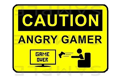 £3.49 • Buy Caution ANGRY Gamer Sticker Wall Window Door Laptop PS4 XBOX Vinyl Decal Sticker