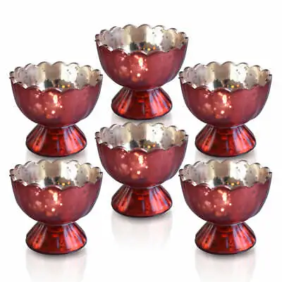 Suzanne Mercury Glass Chalice Candle Holder - Rustic Red Copper Set Of 6 • $36.71
