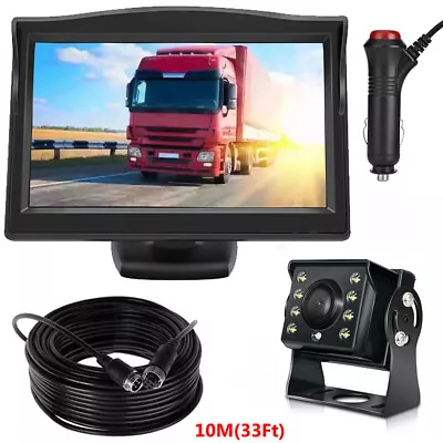 4 Pin 33Ft Truck Motorhome Bus Car Rear View Reversing Camera 5  Monitor System • $49.99