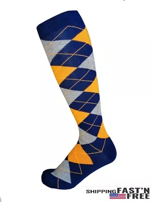 Men Various Colors Scottish  Argyle Golf Knee High Socks: Over-The-Calf 5-89-13 • $12.99