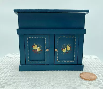 Vtg Country Dry Sink 1:12 Dollhouse Blue W Fruit Design Signed Lorraine Scuderi • $27.99