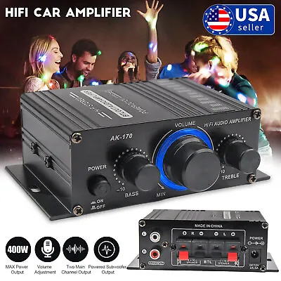 400W HiFi Power Amplifier 2 Channel 12V Stereo Home FM Audio Amp Car Receiver US • $0.99