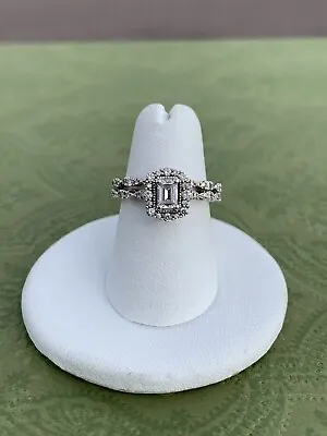 Zales 14K White Gold Celebration Ideal Emerald Cut Diamond Ring 3/4 TCW Size 5.5 • $1600