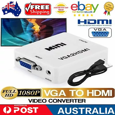 VGA To HDMI 1080P Full HD Mini Audio Video Converter Adapter For PC Laptop DVD • $15.49