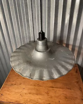 Antique Authentic 20” Radial Wave Industrial Press Metal Milk Barn Light Shade • $109.95