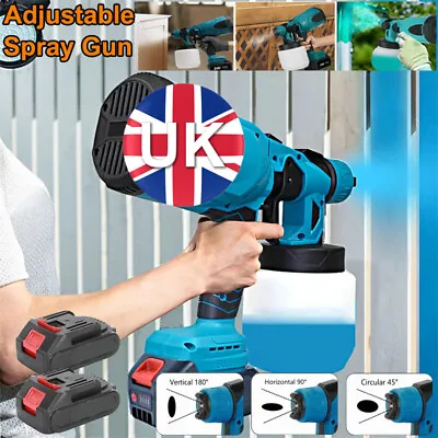 800ML Cordless Paint Sprayer HVLP Electric Spray Paint Gun 2X Battery Home UK • £32.95