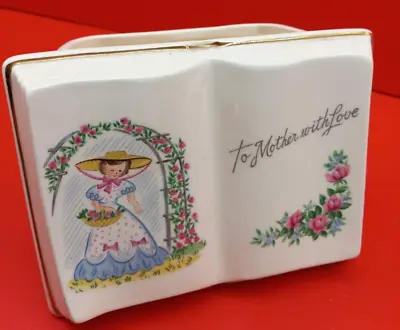 Vintage Mothers Day Book Planter Or Vase -- Mid-Century 6  X 4-1/2  • $19.95