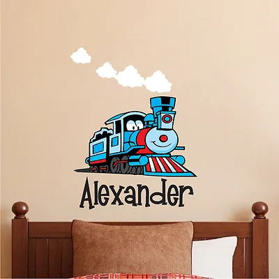  Train Name Wall Decal Boys Room Bedroom Personalized Trains Mural E09 • $82.95