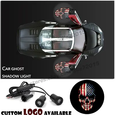 $15.80 • Buy USA American Flag Skull Car Door Ghost Shadow Projector Laser Welcome Spot Light