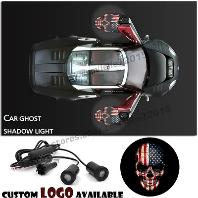 USA American Flag Skull Car Door Projector Laser Ghost Shadow Welcome Spot Light • $17.01