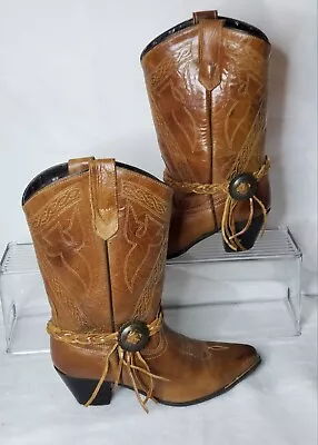 Oak Tree Farms Womens Size 8.5 M Brown Leather Cowboy Western Boots • $40