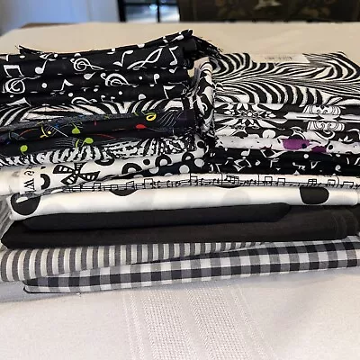 Fat Quarters Remnants & Scraps Lot For Quilting Black White Music Notes 8+ Yds • $10