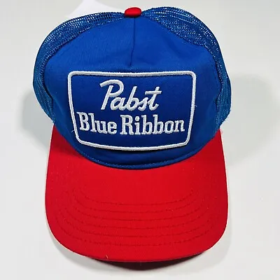 Pabst Blue Ribbon Hat Embroidered PBR Cap Men’s Red Blue Vintage Snapback Mesh • $21.24