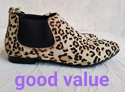 London Rebel Womens Ankle Boots UK Size 6 Panther Print Pattent  Leather • £10