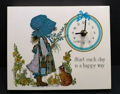 Holly Hobbie Vintage Acrylic Rectangular Wall Clock “Start Each Day A Happy Way” • $29.97