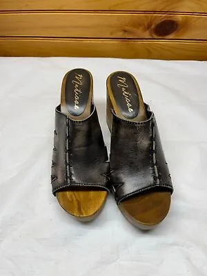 Matisse Kara Clog Sandal Black Brown Boho Wood Bottom Leather Size 8 MSRP $142 • $45