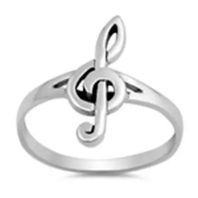 925 Sterling Silver Music Note Fashion Ring New Size 4-10 • $18.11