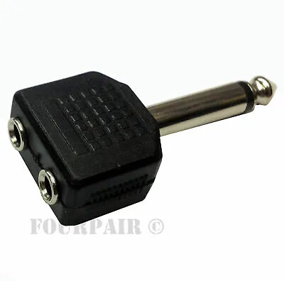 1/4  Mono Plug Male To Dual 3.5mm Stereo Female Jack Audio Adapter Y Splitter • $5.95