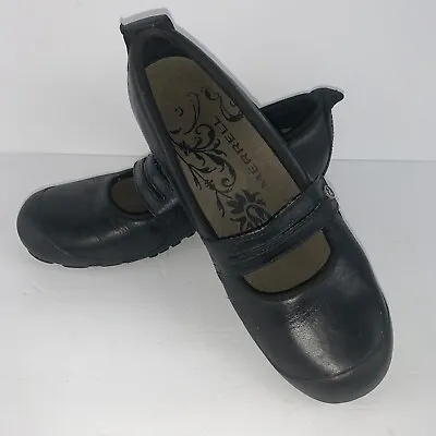 Merrell Plaza Bandeau Mary Jane Black Leather Slip On Shoes J46406 Size 7 US • $39.99