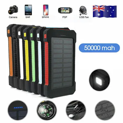 $37.50 • Buy Portable Power Bank Solar Panel Dual USB External Battery Pack Charger 50000mAh