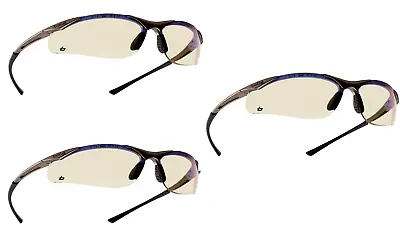 £25.60 • Buy Bolle Contour CONTESP Safety Glasses Clear + Microfibre Bag Blue Filter Lens X 3