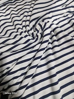 3 Metres Cotton Lycra Jersey Stretch Stripe Print Dress Fabric 60  Wide • £8.95