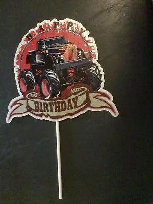 Happy Birthday - Glitter Monster Truck Cake Topper • $7.99