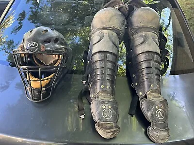 Rawlings Catchers / Umpire Gear Helmet  Shin Guards Baseball Softball Ages 12-16 • $40