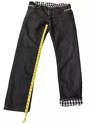 Mastermind Japan Designer Distressed Denim Jeans Checkered Black Medium $1173 • $325