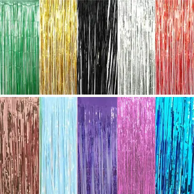 £2.45 • Buy 2m-3m Foil Fringe Tinsel Shimmer Curtain Door Wedding Birthday Party Decorations