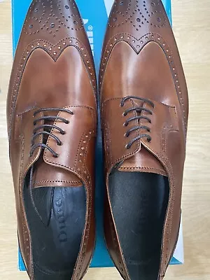 Dune MENS Leather Smart Pointed Brogue Shoes From Dune Brown/tan Size 9 (43). • £56